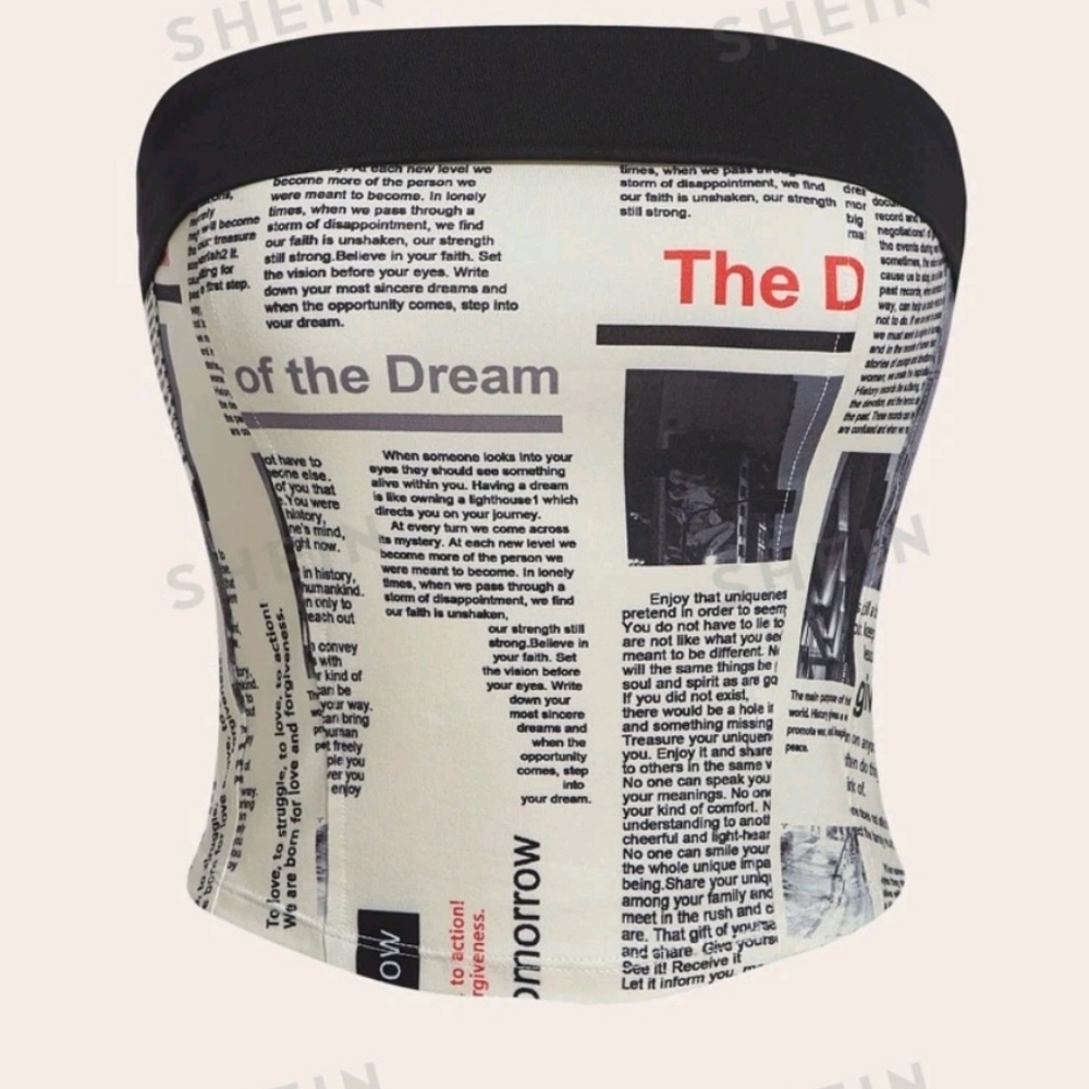 Newspaper print tube top